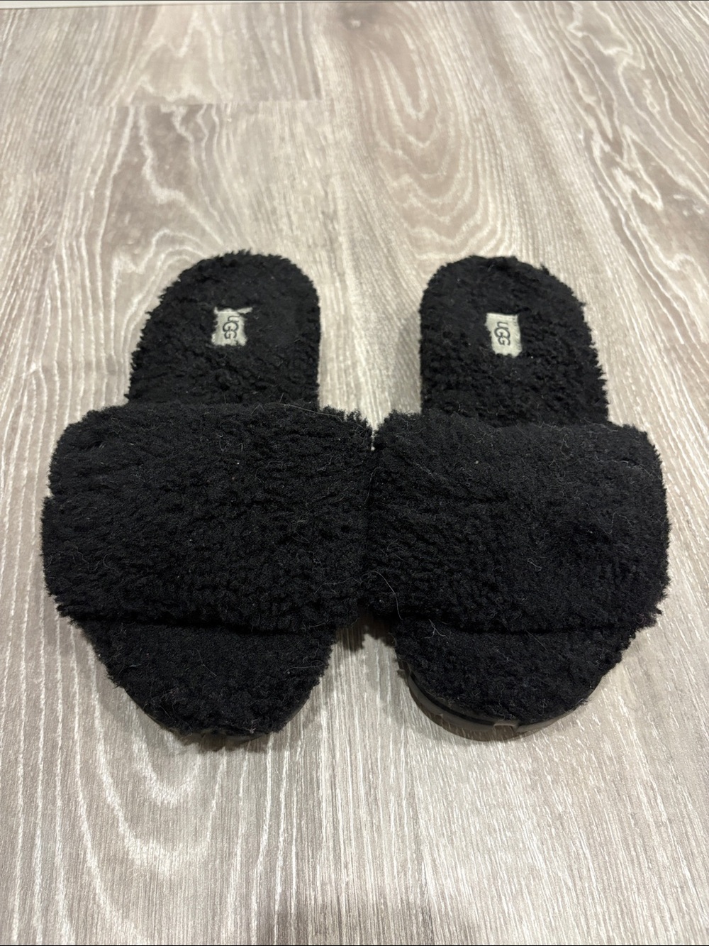 UGG Black Shearling Slide Slippers